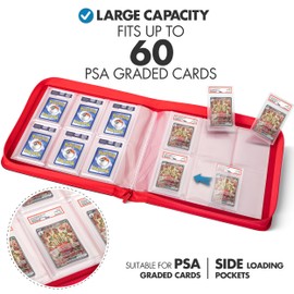 FunGuys Graded Card Binder, 60 PSA Slab Holder, 6 Pocket Graded Card Storage, Slab Binder, PSA Card Graded Display Case Album, Zipper Binder, Card Collection Binder, MTG Card Binder