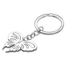 YINYA Stainless Steel Dainty Butterfly Keychain Jewelry Gifts for Women Girls Car Purse Keys Ring Accessories Party Favors (Silver Plated D)