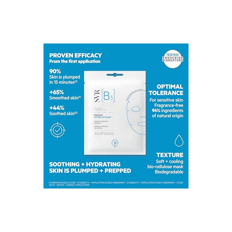 SVR B3 Mascarilla de Biocelulosa Hidratación Intensa Anti-Edad con Vitamina