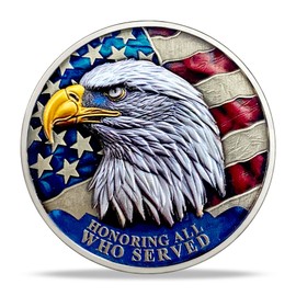 20 PCS Veteran Challenge Coins Bulk - Thank You for Your Service Coin, Military Appreciation Coin, Double-Sided Veterans Coin with Bald Eagle and Soldier Design for Veteran Thank You Gifts