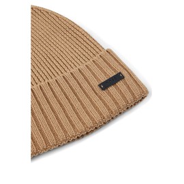 BOSS Mens Fati-L New Wool Hat with Logo Patch Faux Leather, Medium Beige 260