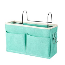 Surblue Bedside Caddy Bedside Storage Bag Hanging Organizer for Bunk, Hospital Beds, Dorm Rooms Bed Rails Camp 4 Pockets and 2 Hooks (Green)