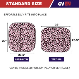 Gven Windshield Sun Shade 2pcs with Bonus Pink Car Sunshade for Front Window Shades 2025 Technology Reflect UV and Heat Sun Visor Automotive Interior Accessories Sun Protection (Pink Leopard, S)