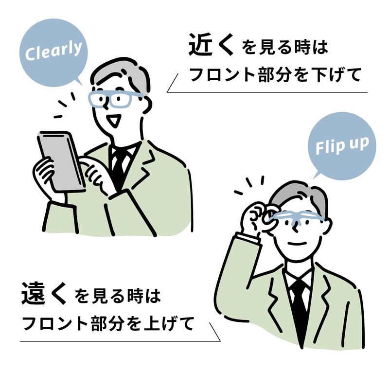 [藤田光学] HANELENS 老眼鏡 リーディンググラス 掛け外し不要 跳ね上げ式 メンズ かっこいい おしゃれ 人気
