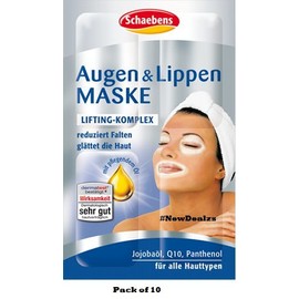 10 x Schaebens Eyes & Lips Face Mask - Reduces Wrinkles, Smooths the Skin (10 x 4 x 1.5 ml for 40 Uses)