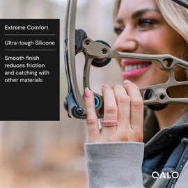 QALO Women's Rubber Silicone Ring, Smoky Mountains Strata, Silicone Rubber Wedding Band, Breathable, Durable Wedding Ring for Women, 6mm Wide 1.85mm Thick, Rose Gold & Mauve, Size 6