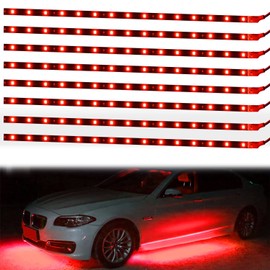 XT AUTO 8X 30cm 15-LED Car Truck Flexible Waterproof LED Light Strip Red