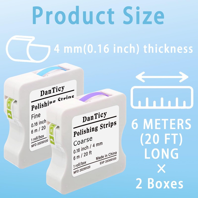 Dental Polishing Strips, 4mm Interdental Resin Surface Sanding Files, 2