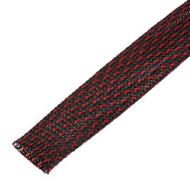 QUARKZMAN 16.4ft-32mm High Temperature Insulated Braided Sleeve Black Red