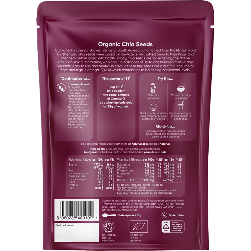 Naturya | Organic Raw Chia seeds | 300g