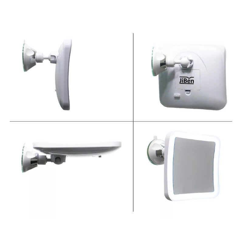 JiBen Square LED Lighted 10X Magnifying Makeup Mirror with Locking