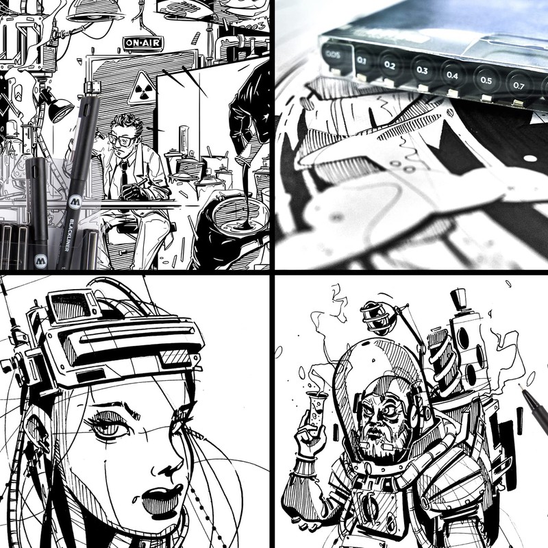 Molotow Blackliner 0.7 mm Fineliner with Permanent Permanent Permanent Ink