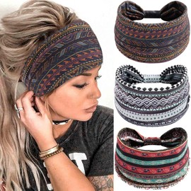 SAWINDA African Headband for Women Boho Headband Twist Knotted Head Wraps Yoga Workout Running Sweats Turbans Bandanas Hair Styling Accessories (Pack of 3)