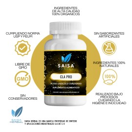 CLA Puro 1000mg SAISA HERBAL  cido Linoleico Conjugado  120 Cpsulas  Apoyo Metablico y Quema de Grasa  Sabor Natural                                  