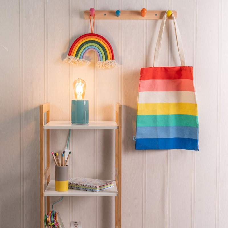 Small Green Glazed Ceramic Bedside Table Lamp Mini Cylinder Design