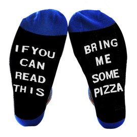 Best Friend Valentines Day Gifts for Son Daughter Novelty Socks for Women Men Pizza Lover Birthday Gifts for Grandson Granddaughter Fuzzy Fun Socks If You Can Read This Bring Me Pizza Cartoon Socks
