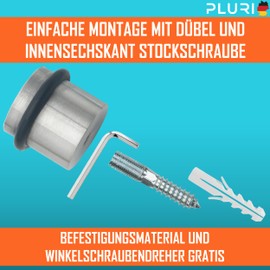 PLURI - Premium Stainless Steel Floor Door Stop, Set of 1 - Screws, Free Mounting Material, Floor Door Stop, Floor Door Buffers, Wall Buffer Rubber Buffers, Door Buffers, Floor Mounting