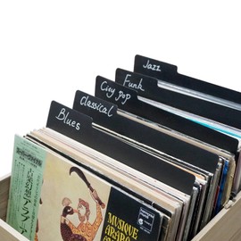 sdroceRyaM 12.9 Inches Vinyl Record Dividers 30pcs Black Hard PP Material Category Tab Double-Side Plastic Record Guides for LP, Album Crate, Bookshelf Organizer