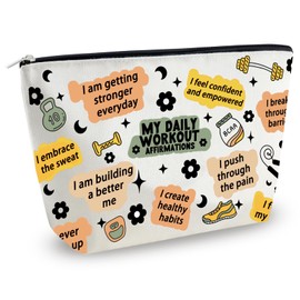 Yoxiumi Gym Makeup Bag Workout Gift for Women Sister Birthday Gifts for Fitness Lovers Gym Lover Daily Affirmations Encouragement Cosmetic Bag Cool Gym Accessories for Athletic Coach Female