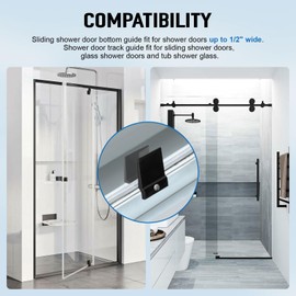 M6209 Sliding Shower Door Bottom Guide, For Glass Sliding (Top Hung) Shower Doors, 1/2" Wide Shower Door Plastic Track Guide, Shower Door Divider Glides Guide- Enhances Sliding Of The Shower Door