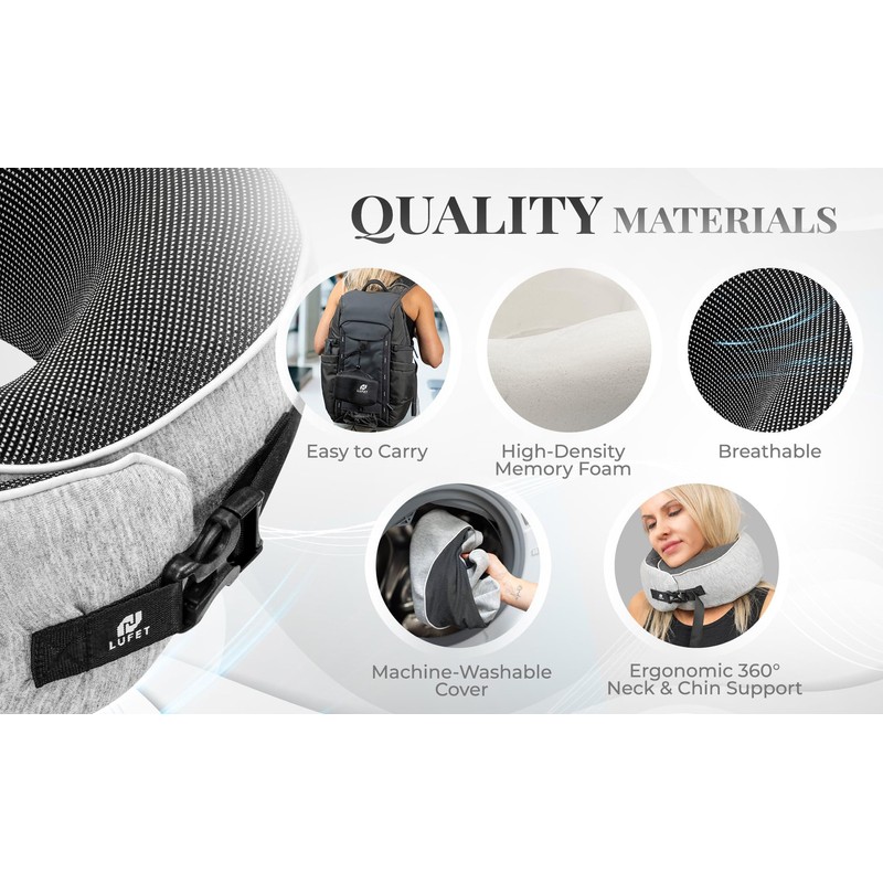 Lufet Travel Neck Pillow (Light Grey)