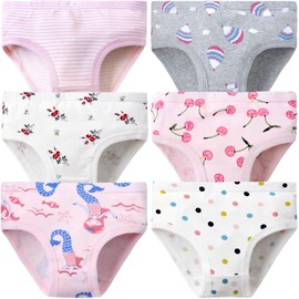 Adorel Girls' Briefs Pure Cotton Pack of 6, 6-pack cherry and polka dots
