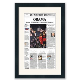 Modern Matted Wood Newspaper Frame (Black) - Acid-Free White Gallery-Style Matting w/ UV Resistant Acrylic Front - Sleek Hanging Display Case for Entire Newspaper for Home or Office - 12x22.75