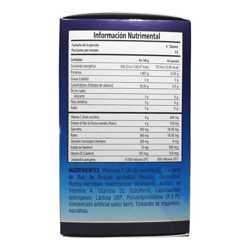 Lactobacilos, Rusco Y Vitamina C, C/90 Tabletas Mast Pack3