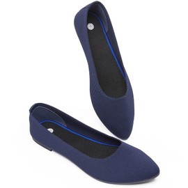 BABUDOG - Zapatos planos de malla para mujer, negros, cómodos de espuma viscoelástica, marino, 5 US