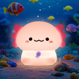 YuanDian Axolotl Night Light, Gift for Children and Babies, Decorate Kids' Bedroom with Cute Silicone Axolotl Nightlights, Christmas Birthday Gift for Girls Teens Toddlers and Adults