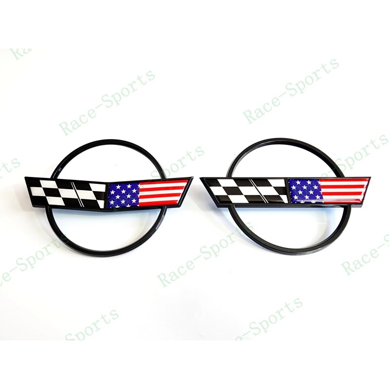 AUTO 2PC Black Front Rear Gas Lid Blue Cross US