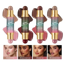 Maquillaje Barra Multiusos Acabado Mate Brillo Edificable Diseño Cremoso Contorno Colorete Portátil Doble Punta