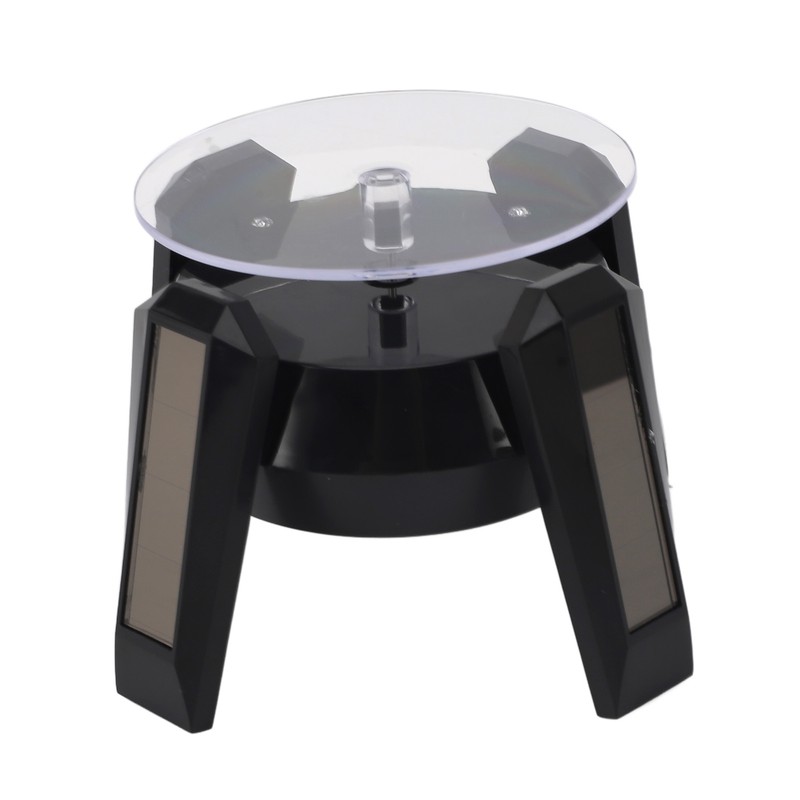 LED Jewelry Display Turntable Solar Powered Rotating Stand Blue Led