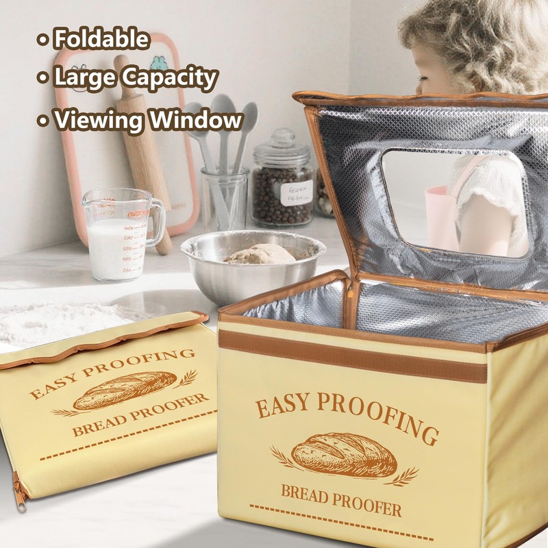 Bread Proofing Box, Three-sided Heating Foldable Zippered Sourdough Warmer Heater