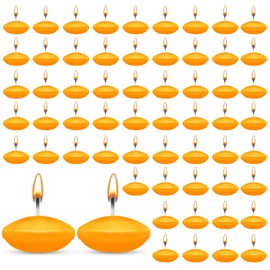 HA BIN 60 Stück Orange Schwimmkerzen, 3.8 cm Schwimmkerzen, für Hochzeiten, romantische Nächte, Junggesellinnenabschiede, Dekorationen (Orange)