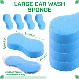 Vesici 48 Pack Bulk Large Sponges for Washing Cars Giant Household Sponge Non Scratch Home Cleaning Supplies for Car Boat Kayak Kitchen with Single Vacuum Compressed Packing (Blue)
