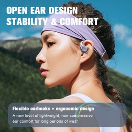 Open Ear Headphones Bluetooth Wireless Sports with Ear Hook for Jogging Wireless Air Bone Conduction Headphones Earphones Bone Sound Sports Headphones Bluetooth with Handbag Charging Case for Women