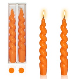 Spiral Candlesticks Orange Tapered Candle - 7INCH Cute Candle Sticks Short Taper Candles Pumpkin Twisted Candlestick for Holiday Wedding Party Gifts(2D-Orange)