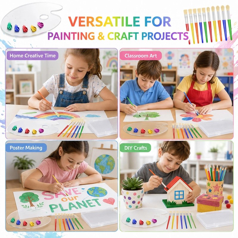 12 Pcs Kids Paint Brushes Set, Childrens Paintbrushes for Art,