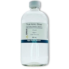 True Free Ionic Silver - 20 ppm: 500mL in Clear Glass Bottle