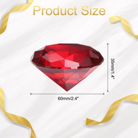sourcing map Clear Crystal Diamond Paperweight, 60mm(2.4") Artificial Diamond Sparkling Crystal Jewelry Gems Paperweight Decoration for Birthday Gift Parties Wedding Home(Red)