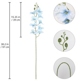 Riyuwal Artificial Light Blue Gladiolus Flowers 6pcs Fake Gladiolus Flowers 38.2inch Faux Silk Orchid for Tall Vase Home Wedding Table Centerpieces Party Decor(Light Blue)