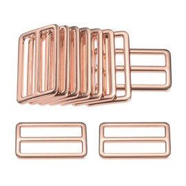 M METERXITY 10-Pack Tri Glide Metal Buckles, 1 Inch Zinc Alloy Slider Belt Strap Adjuster for Strap Keeper/Bag Straps/Dog Collars, Webbing Strap Buckles [Rose Gold]