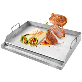 GGC Universal Griddle for Gas Grills, 25" x 16" Flat Top Griddle Plate for Gas Stove, Stainless Steel Griddle for Camping Stove, Nonstick Cooking Griddle for Charcoal, Tailgating, Parties
