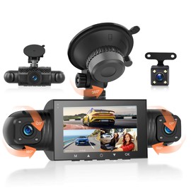 4 channal Dash Cam 360° Car Recorder Front and Rear Inside Side，3 inch 1080P DVR Camera with 480 Rear Pull + G-Sensor, Rearview, Night Visio, Loop Record, 24H Parking Watch