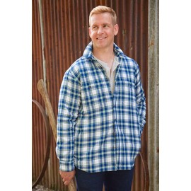 Lee Valley, Ireland Men’s Flannel Fleece Lined Shirt Jacket Plaid Tartan Longsleeve, 100% Cotton (US, Alpha, Large, Regular, Regular, Blue Navy Tartan)