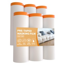 Anyknow Extra Wide Masking Film (94inch x 50ft,6 Rolls) - Large Plastic Sheeting for Wall Painting & Construction - Residue-Free Tape for Full Vehicle Masking