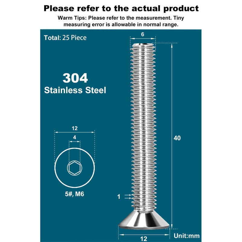 Drenky M6 Bolts, Socket Screws DIN 7991 / ISO 10642