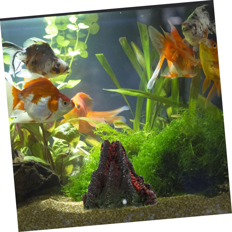 KONTONTY Lifelike Volcano Air-Stone Fish Tank Resin Decor Unique Aquarium