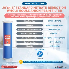 20" BB Anion Resin Filter for Tannin + Nitrate Reduction compatible with 20" BB Whole House Systems